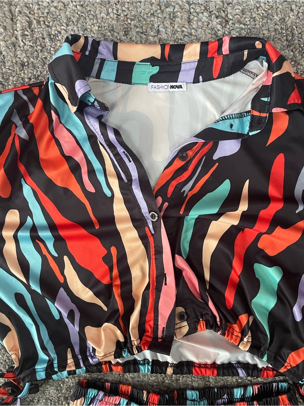 Colorful Abstract Print Wide-Leg Two Piece Matching Set - Picture 2 of 10